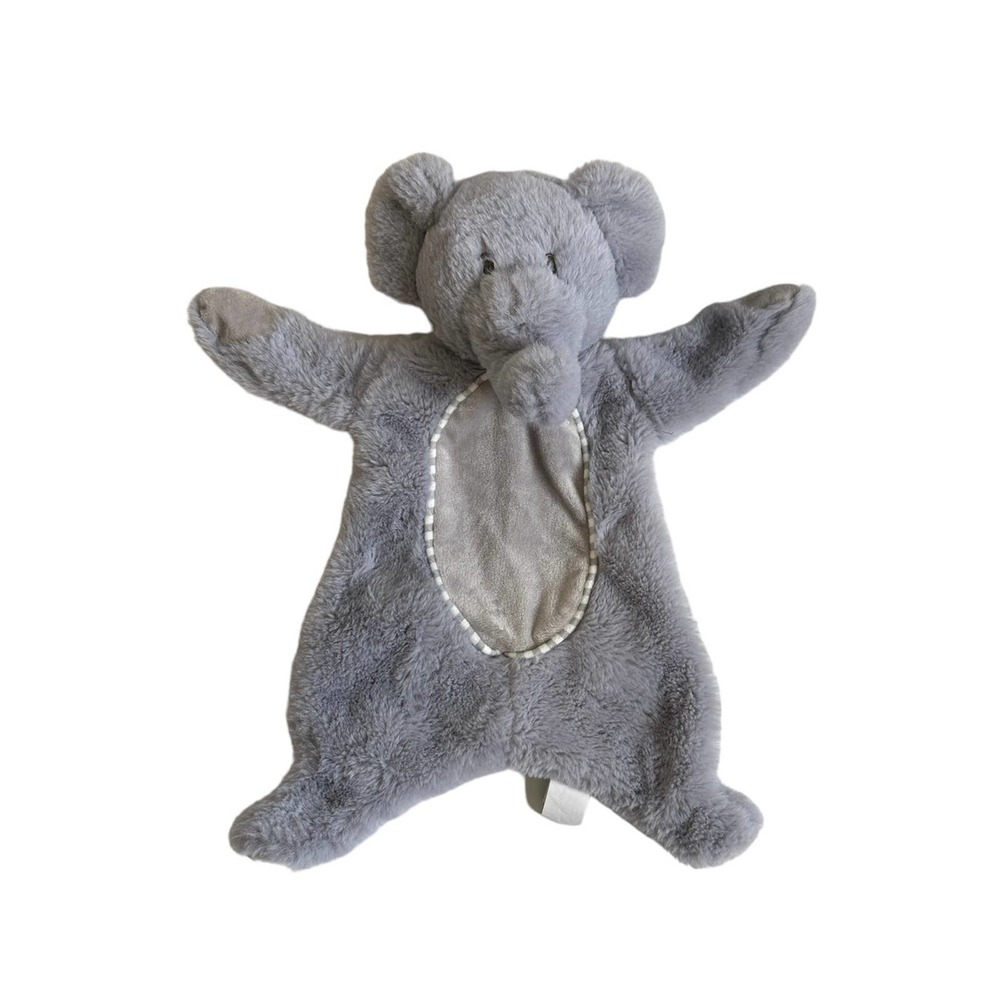 Kellytoy Elephant Stripe Gray White Baby Kids Security Lovey Plush Toy Blanket